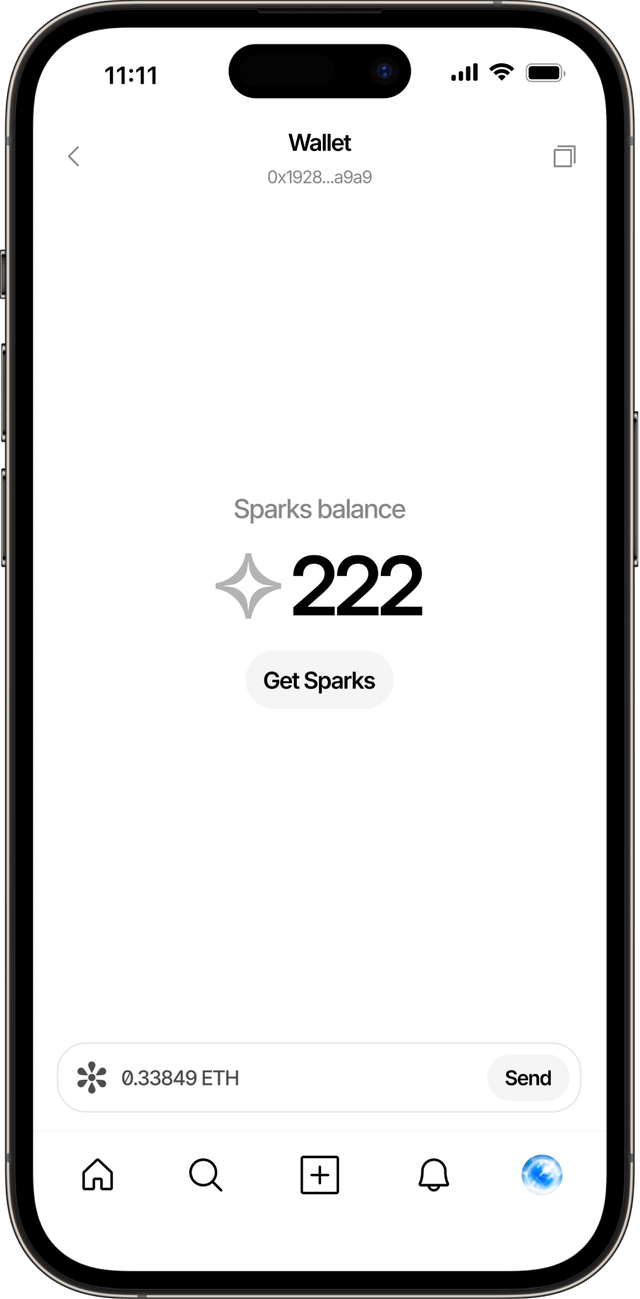 Sparks in the Zora app